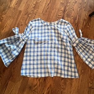 Skies Are Blue Gingham top / Blue / Size L